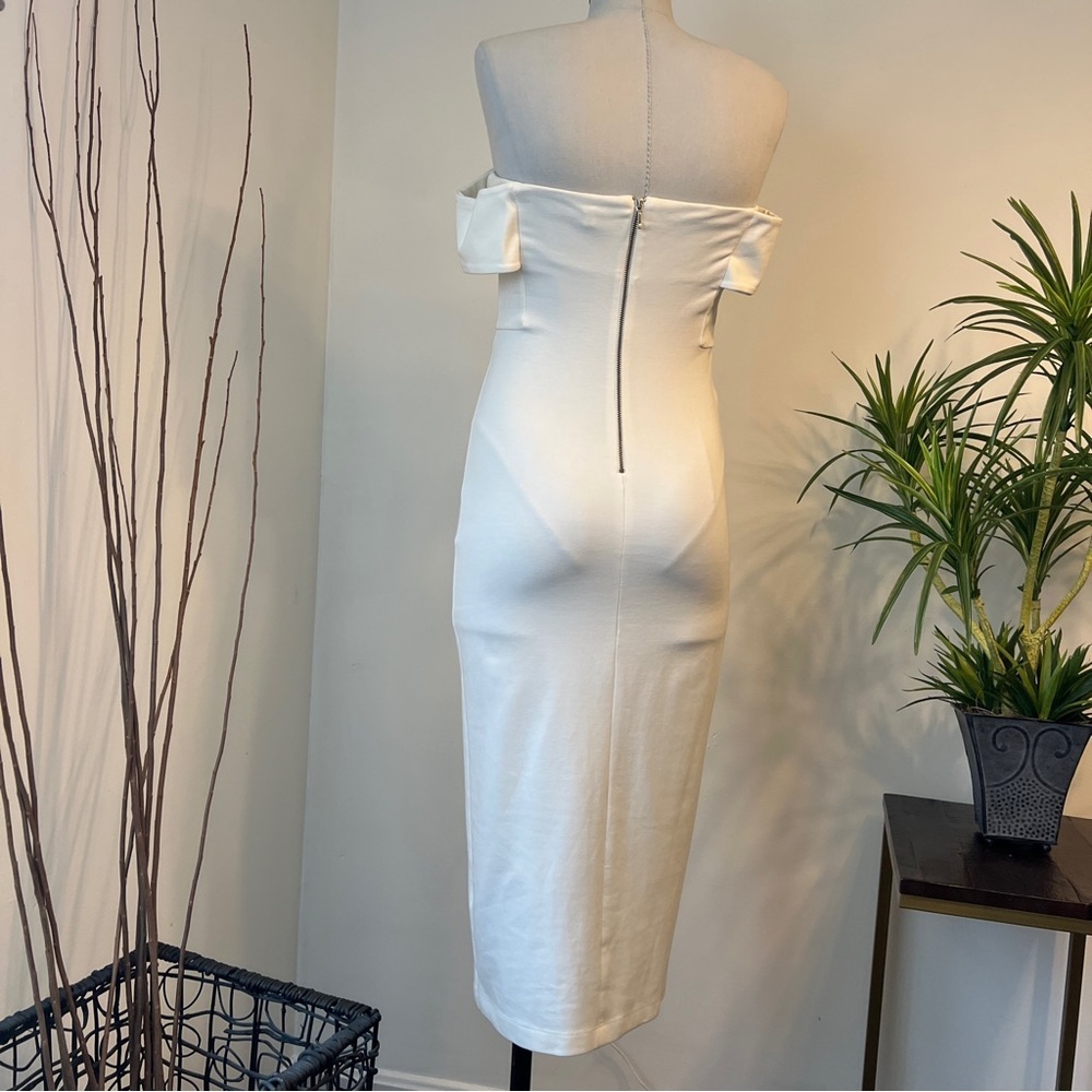 Zara Off White Off the Shoulder Midi Dress Size Medium - Picture 6 of 7